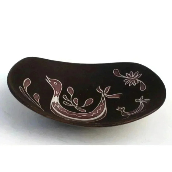 Vintage Mid Century Duck Bird Mini Art Pottery Studio Appetizer Bowl Stamped RP - Picture 2 of 3